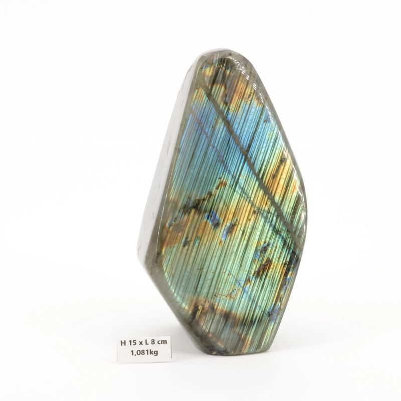 Labradorite de Madagascar 1kg | Bloc de pierre naturelle à poser de forme libre toute polie | Minéraux | Lithothérapie