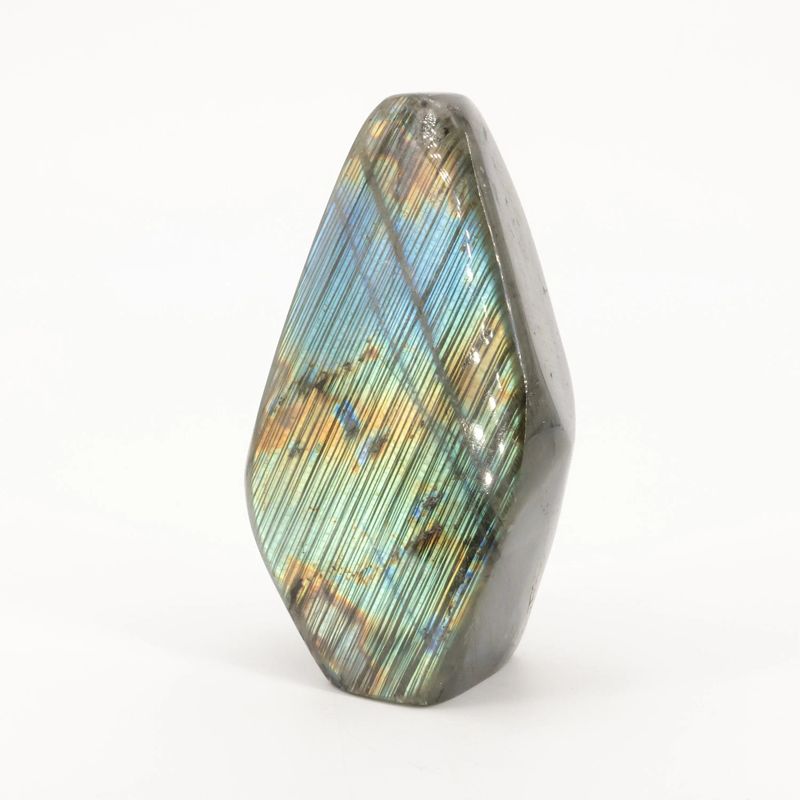 Bloc de Labradorite de Madagascar de 1,081 kg, pierre naturelle aux éclats bleus et verts