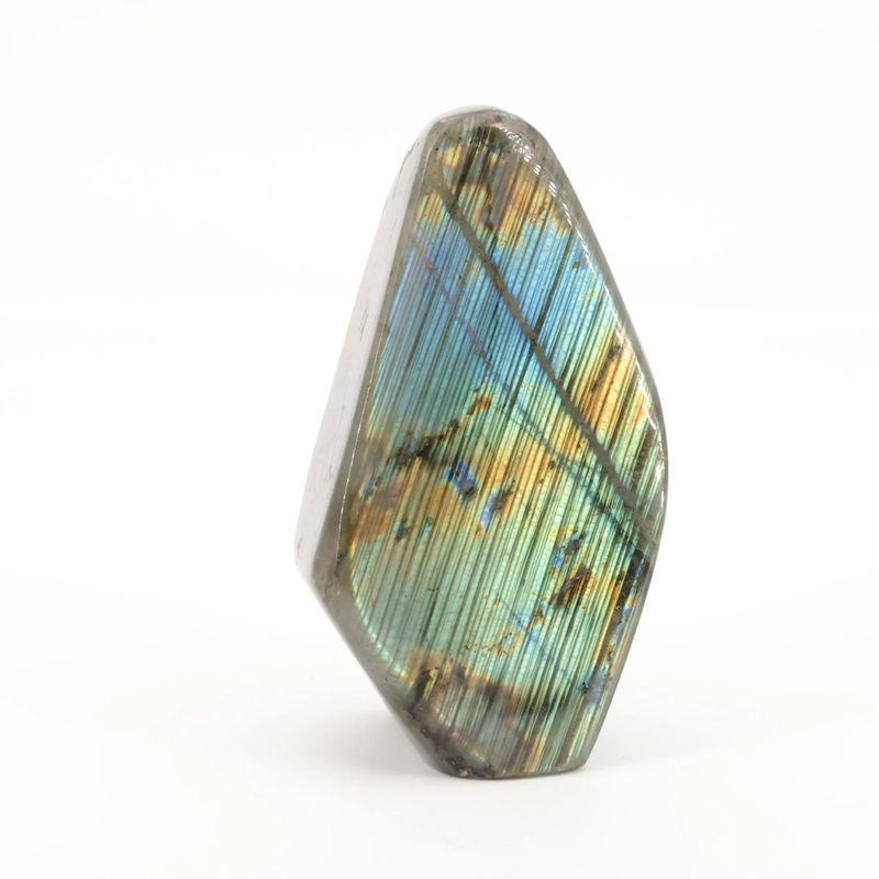 Labradorite grise de Madagascar aux reflets chatoyants, pierre naturelle décorative