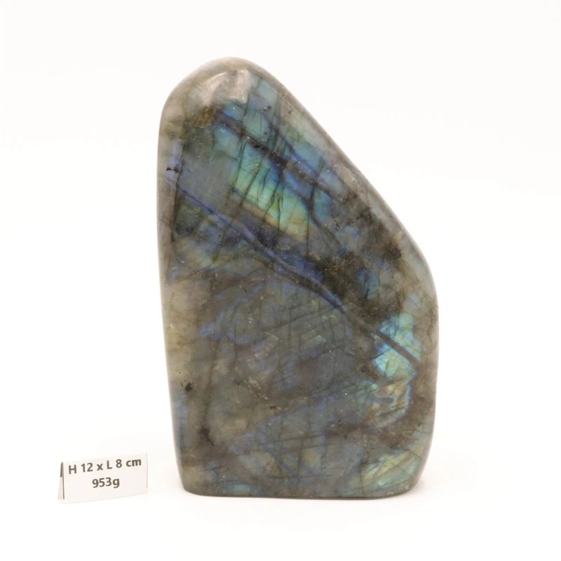 Labradorite de Madagascar 953g | Bloc de pierre naturelle à poser de forme libre toute polie | Minéraux | Lithothérapie