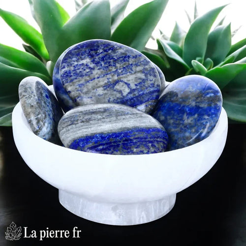 Galet Lapis Lazuli Plat, Pierre de Méditation d'environ 4 x 3 cm