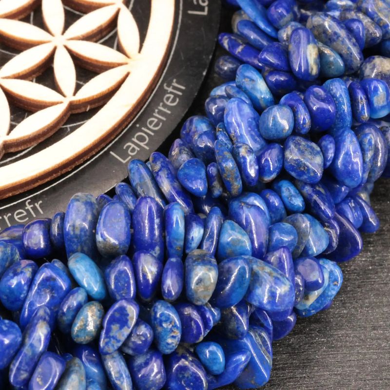 Perles Lapis Lazuli en pierre naturelle baroque sur fil de 36 cm pour la création de bijoux