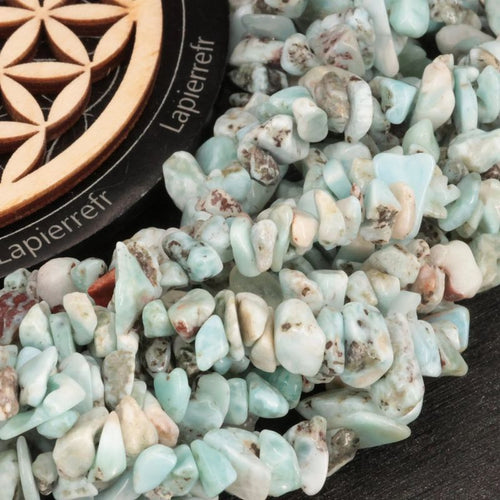 Perles Larimar en pierre naturelle baroque sur fil de 36 cm pour la création de bijoux