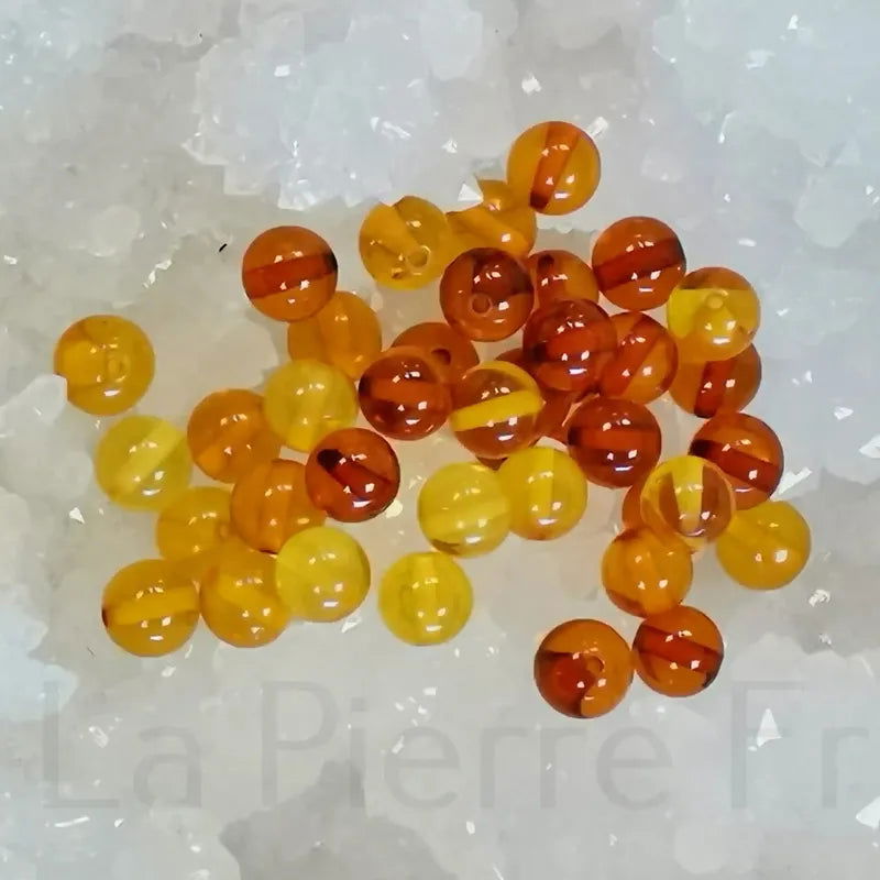 Perles d'Ambre véritable de la Baltique, tons chauds dorés, idéales pour la création de bijoux