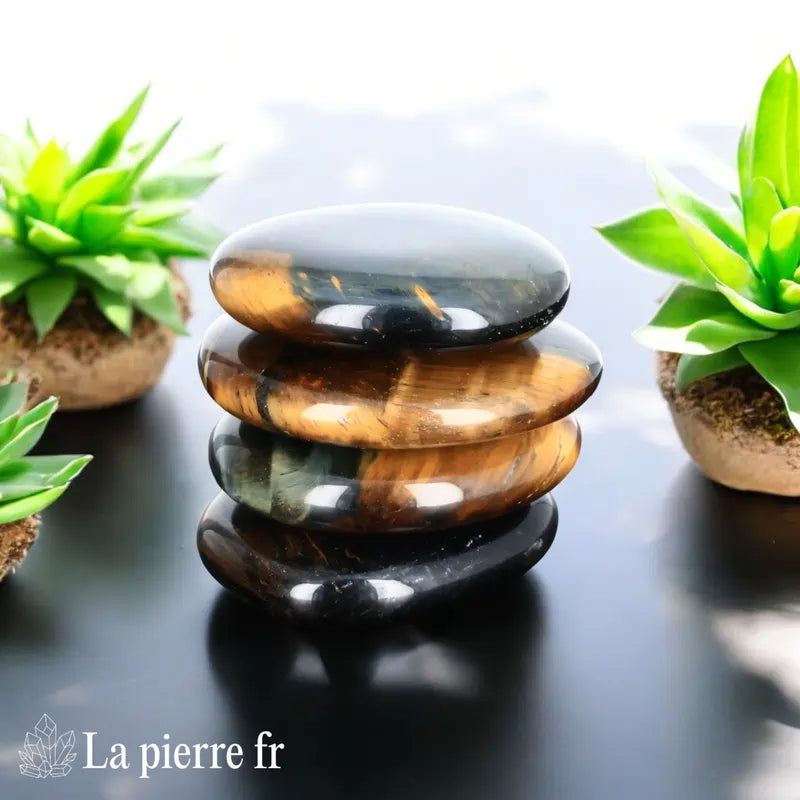 Vue du galet plat d'Œil de Faucon, pierre naturelle de sérénité