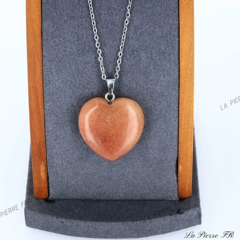 Pendentif cœur en aventurine orange, bienfaits lithothérapie