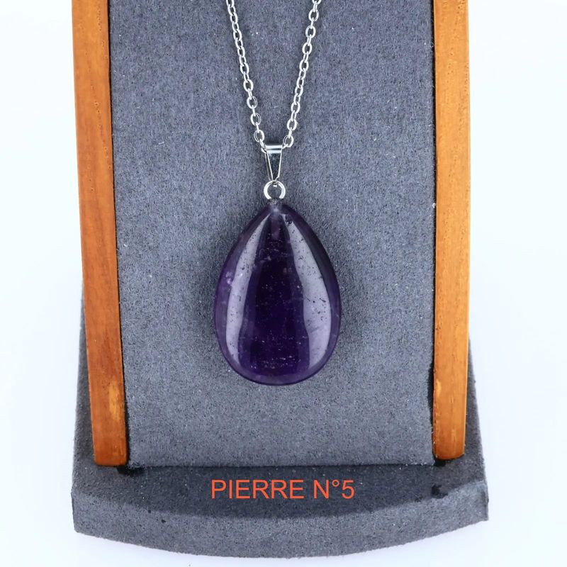 Pendentif goutte en Améthyste, pierre naturelle de spiritualité pour collier de lithothérapie