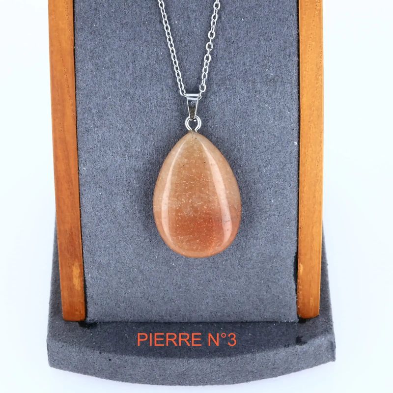 Pendentif Aventurine Orange en larme, pierre naturelle de vitalité et de confiance pour collier