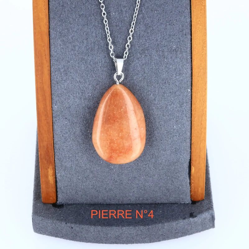 Pendentif goutte en Aventurine Orange, pierre naturelle de dynamisme pour collier de lithothérapie