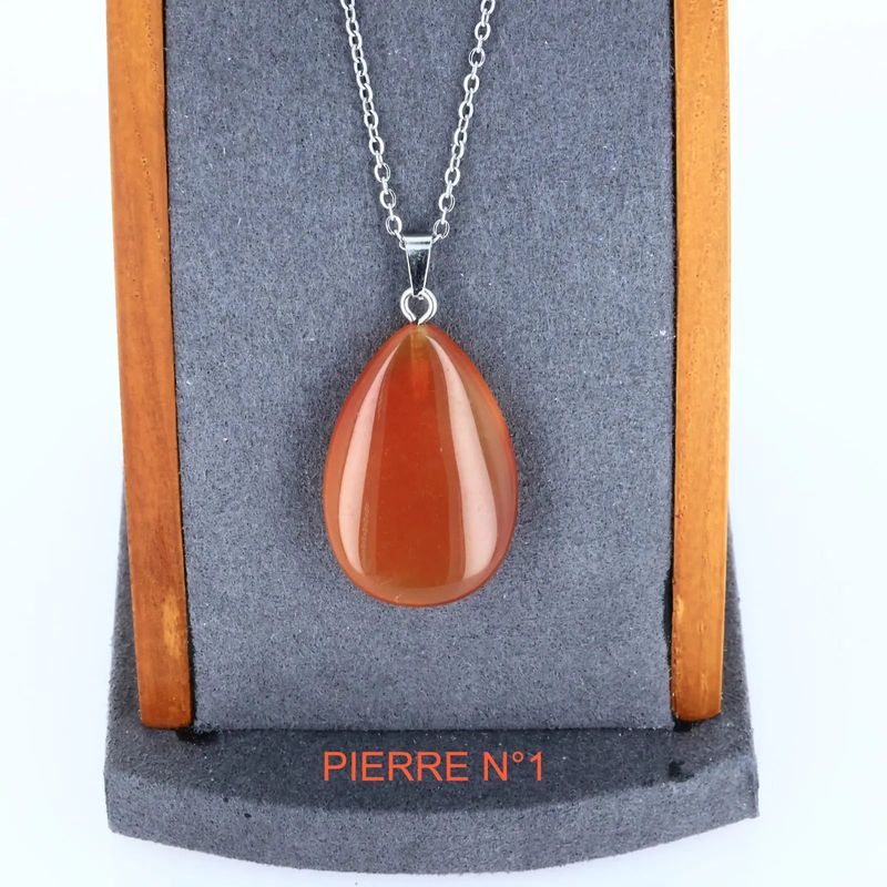 Pendentif goutte en Cornaline naturelle, bijou de lithothérapie orange de vitalité