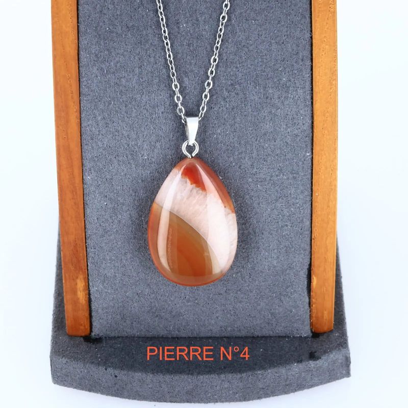 Pendentif goutte en Cornaline, pierre naturelle de courage pour collier de lithothérapie