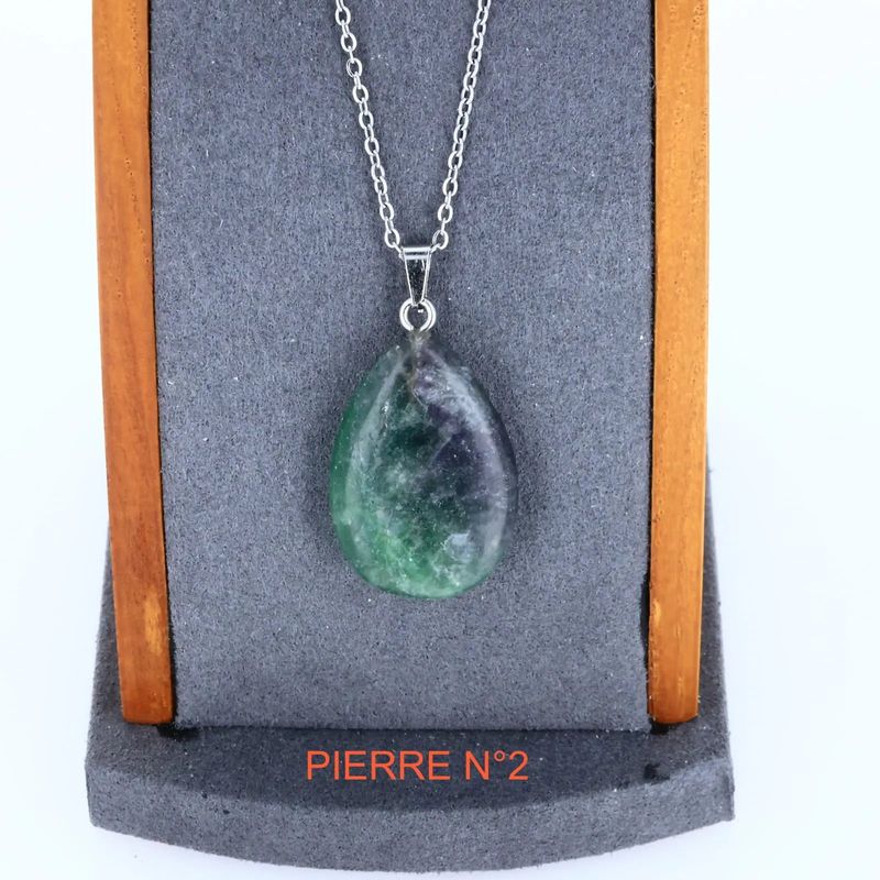 Pendentif Fluorite en larme, pierre naturelle de concentration et de clarté pour collier