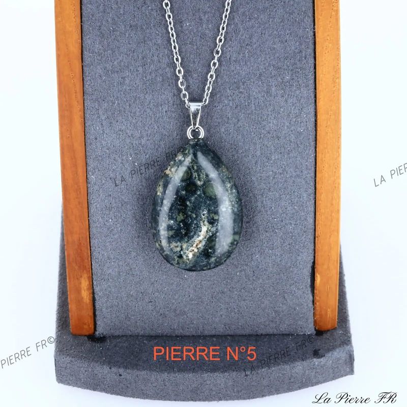 Pendentif goutte en Jaspe Mabamba, pierre naturelle aux motifs concentriques pour collier