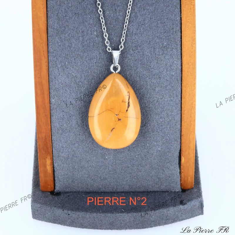 Pendentif Jaspe Mokaite jaune | Pendentif pierre naturelle - La Pierre FR