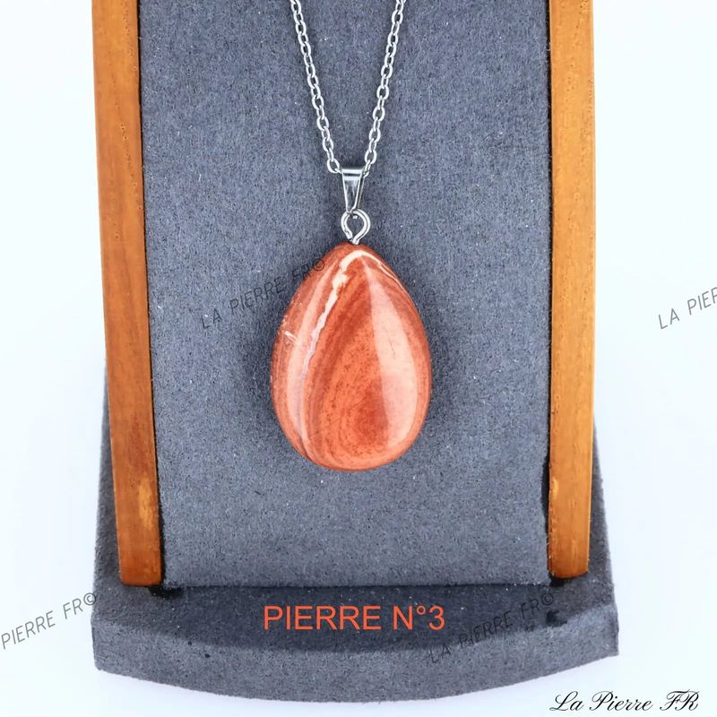 Pendentif Jaspe Rouge en larme, pierre naturelle d'ancrage et d'énergie pour collier