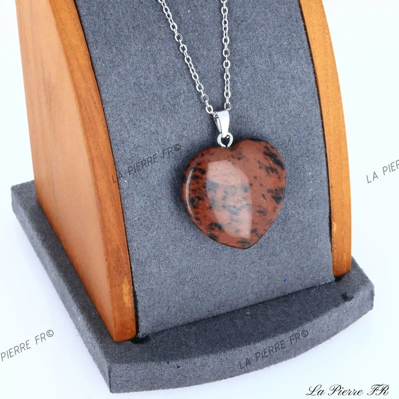 Pendentif Obsidienne acajou | Pendentif cœur en pierre - La Pierre FR