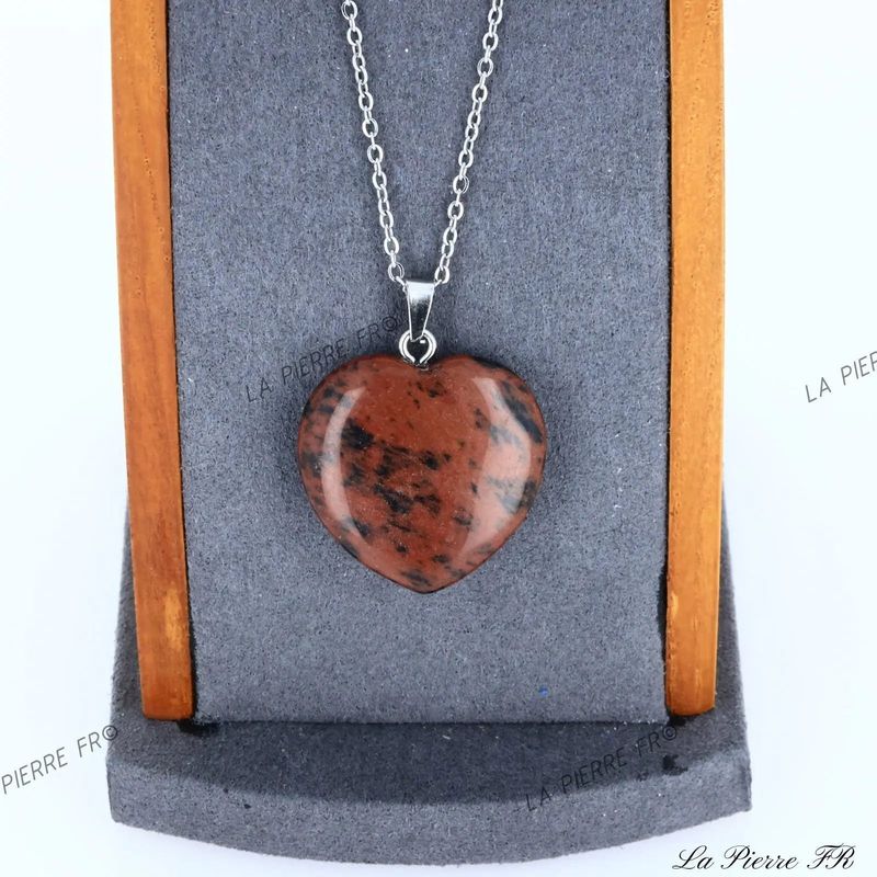 Pendentif Obsidienne acajou | Pendentif cœur en pierre - La Pierre FR