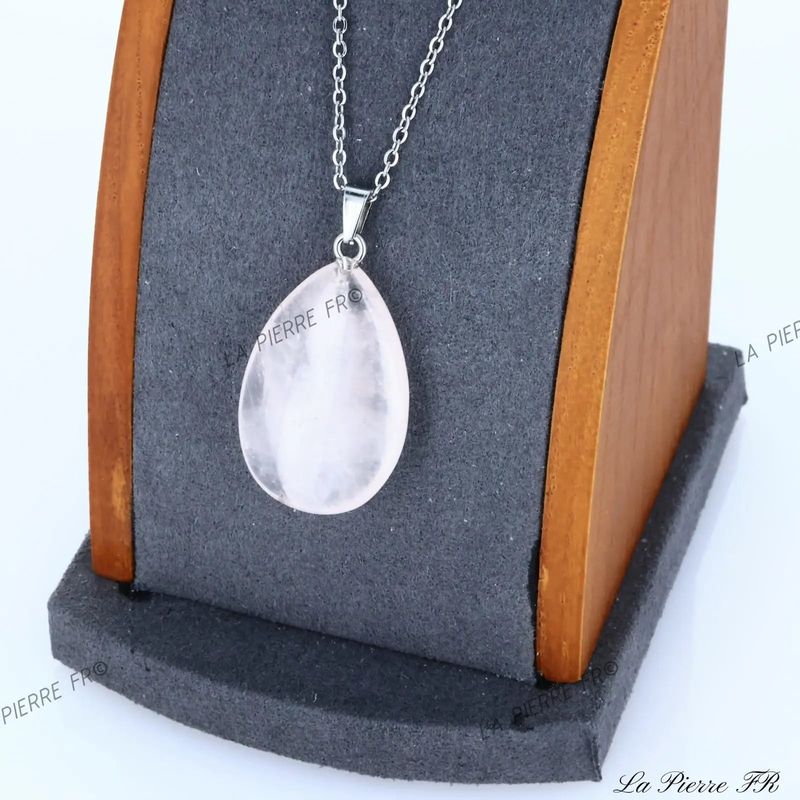 Pendentif Quartz Rose en larme, pierre naturelle d'affection et de tendresse pour collier