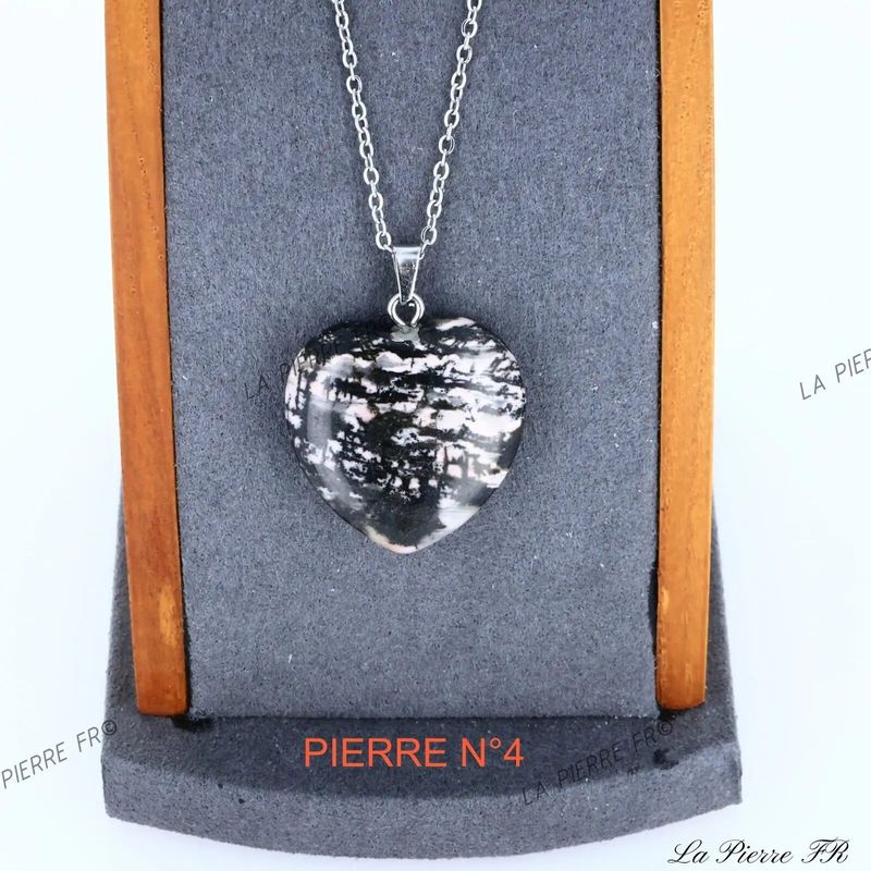 Pendentif Rhodonite | Pendentif cœur en pierre - La Pierre FR