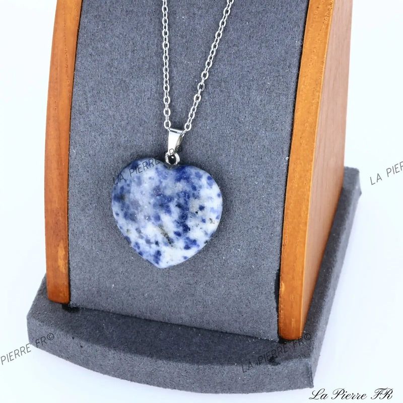 Pendentif Sodalite en cœur, pierre naturelle bleu profond d'apaisement pour collier