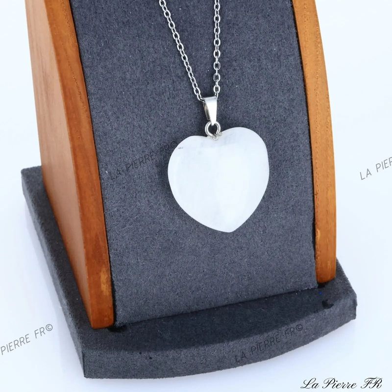 Pendentif cœur Cristal de Roche du Brésil | Pendentif pierre naturelle - La Pierre FR