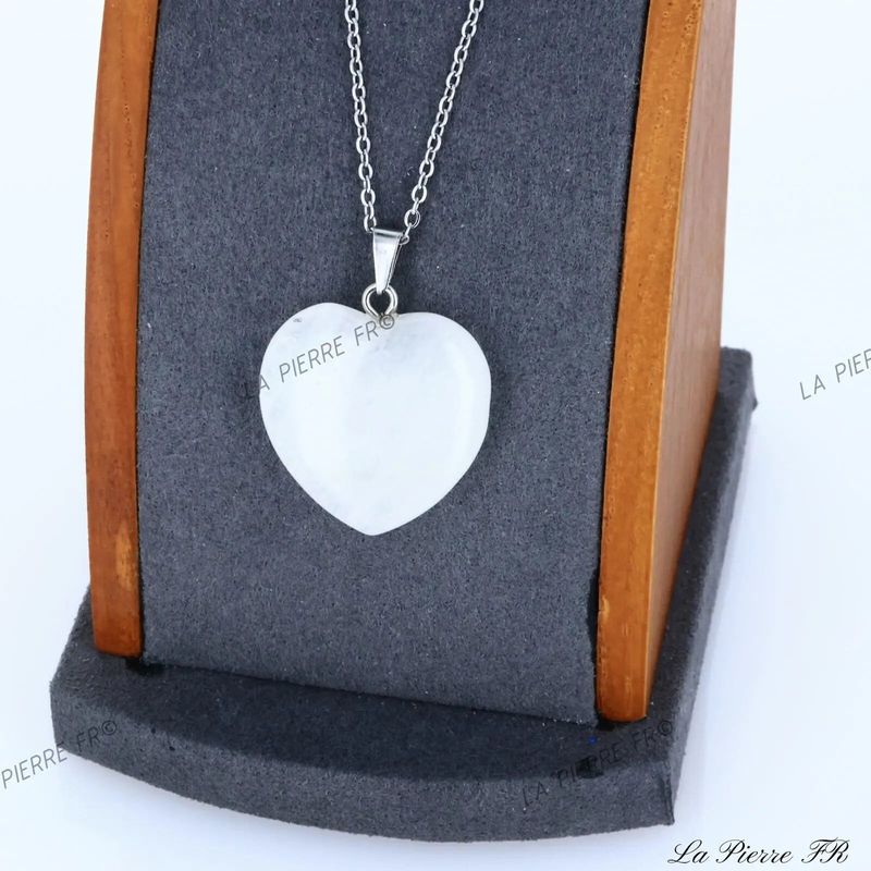 Pendentif cœur Cristal de Roche du Brésil | Pendentif pierre naturelle - La Pierre FR