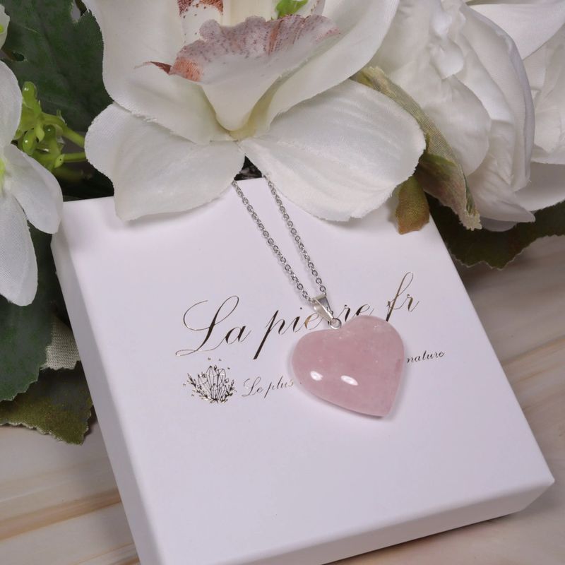 Pendentif cœur en Quartz Rose - La Pierre FR