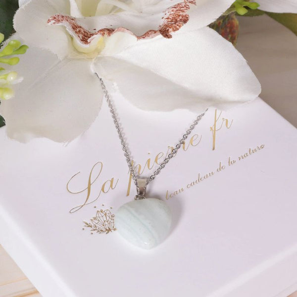 Aigue-Marine Pendentif Pierre Tambour Percé Avec Sangle en Cuir de Aigue-Marine Pendentif Pierre Tambour Percé Avec Sangle en Cuir de