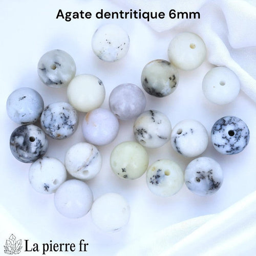 30 Perles Agate Dendritique Naturelle ronde 6mm (Madagascar)