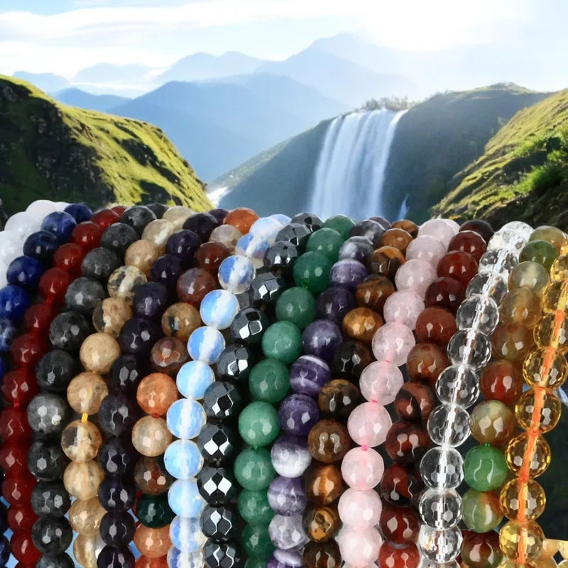 Perles facettées en pierre naturelle pour bijoux