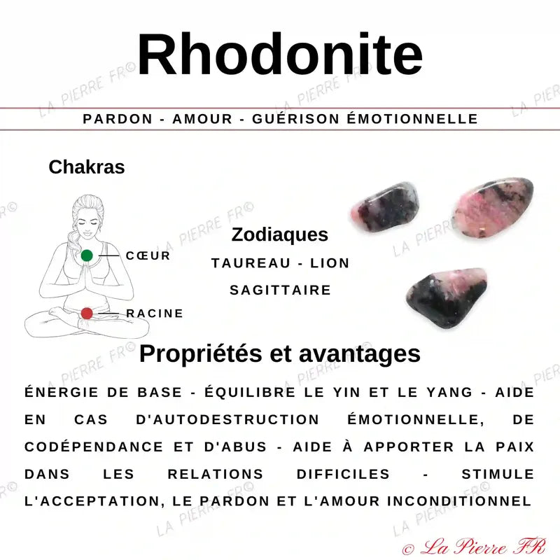 Perles Heishi naturelle en Rhodonite 4mm - La Pierre FR