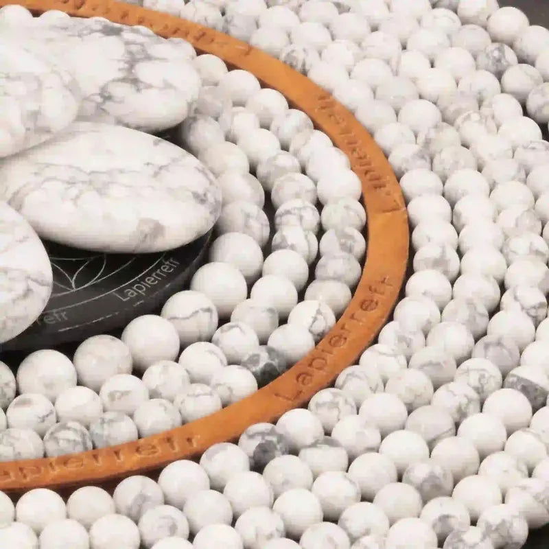 Perles Howlite blanche en pierre naturelle ronde - La Pierre FR