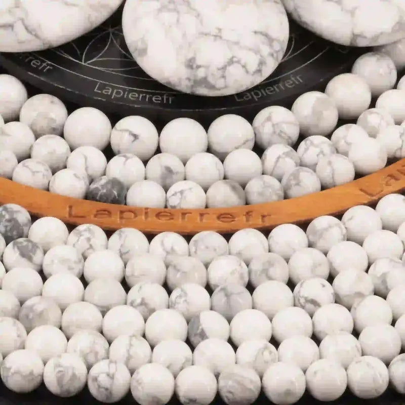 Perles Howlite blanche en pierre naturelle ronde - La Pierre FR