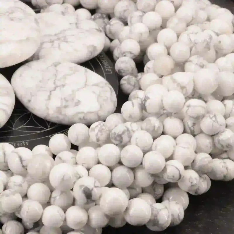 Perles Howlite blanche en pierre naturelle ronde - La Pierre FR