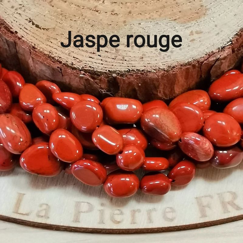 Perles Jaspe rouge galet - La Pierre FR