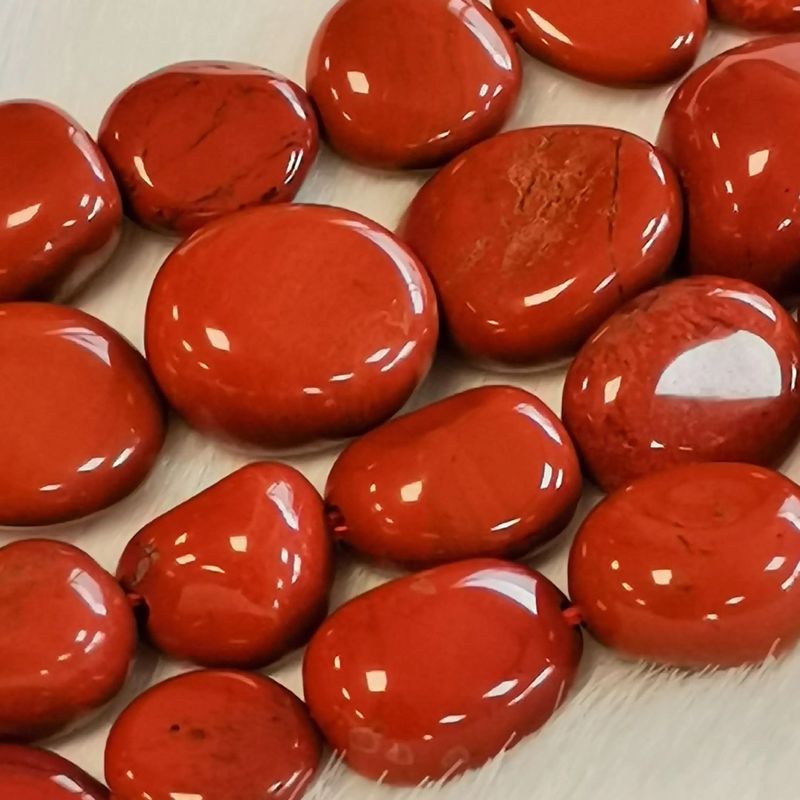 Perles Jaspe rouge galet - La Pierre FR