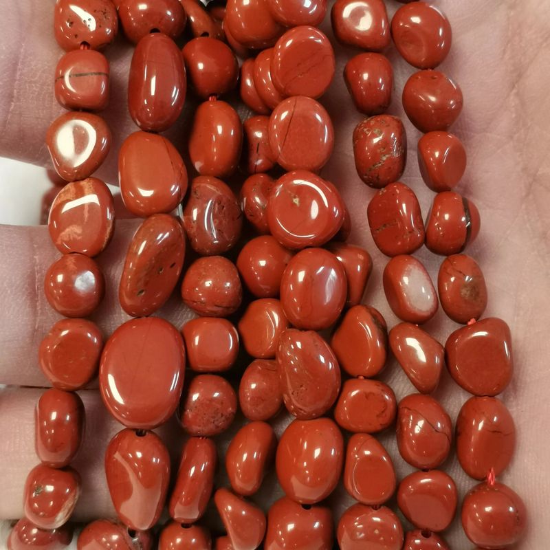 Perles Jaspe rouge galet - La Pierre FR