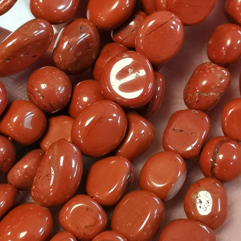 Perles Jaspe rouge galet - La Pierre FR