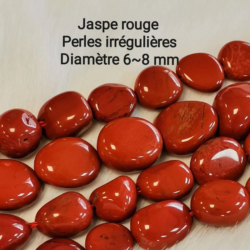 Perles Jaspe rouge galet - La Pierre FR