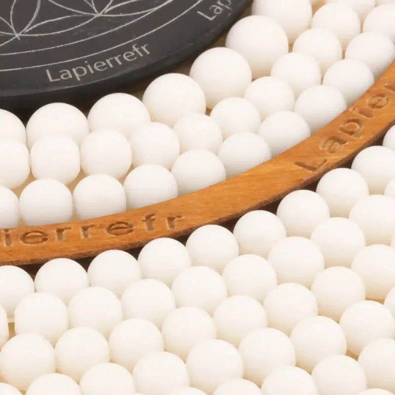 Perles Onyx blanc naturel, plusieurs diamètres, idéales pour bijoux faits main en lithothérapie