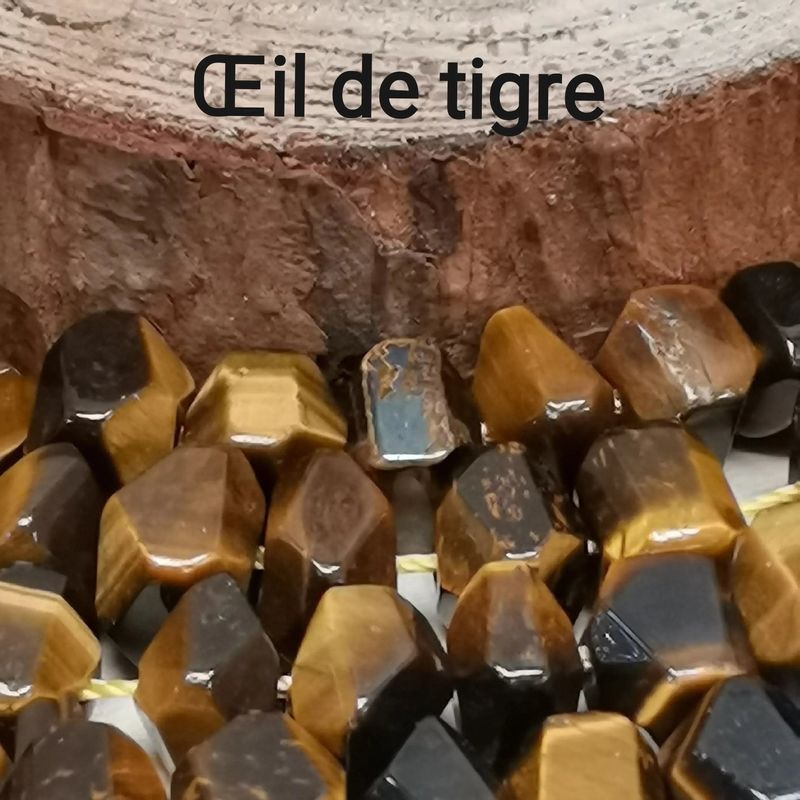 Perles œil de tigre naturelle irrégulière 9-11mm, lot de 25-28 perles, Grosse perle irrégulière biseautée, perle pierre naturelle, Pépite