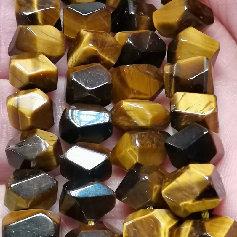 Perles Œil de Tigre naturelles en pépites irrégulières de 9 à 11 mm, pierre brune chatoyante pour bijoux