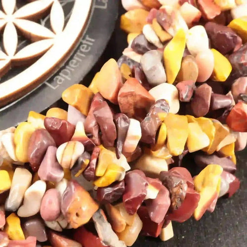 Perles Jaspe Mokaite en pierre naturelle baroque sur fil de 36 cm pour la création de bijoux
