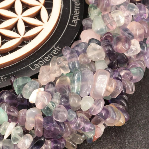 Perles Fluorite en pierre naturelle baroque sur fil de 36 cm pour la création de bijoux