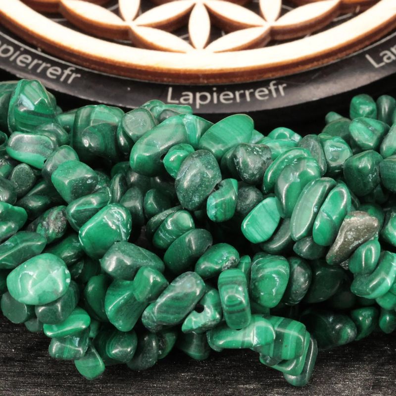 Fil de perles baroques de Malachite, pierre naturelle verte zébrée pour création de bijoux