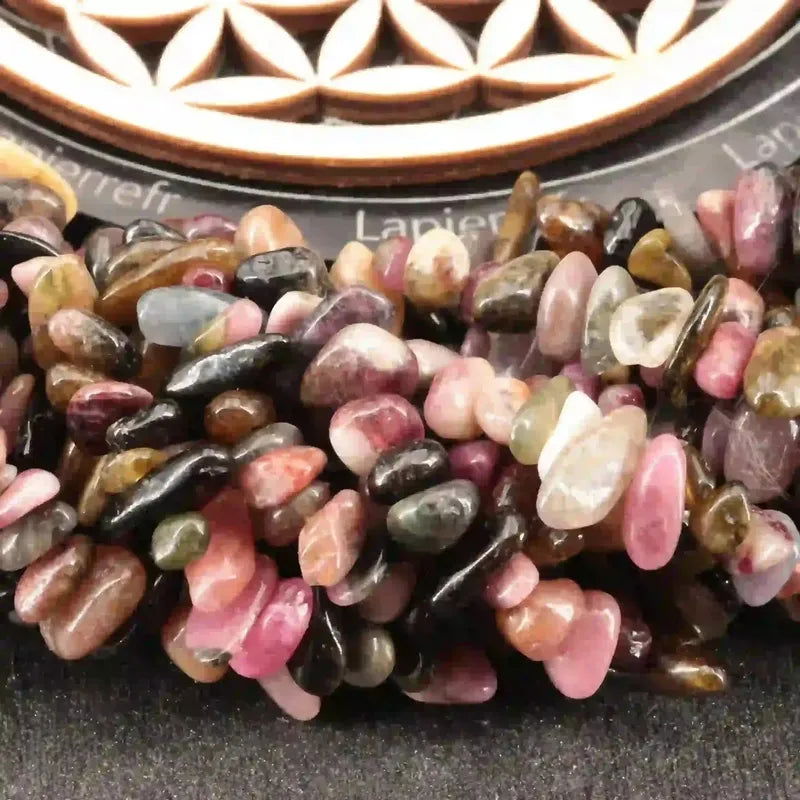 Perles baroques de Tourmaline multicolore, pierre naturelle sur fil de 36 cm pour création de bijoux