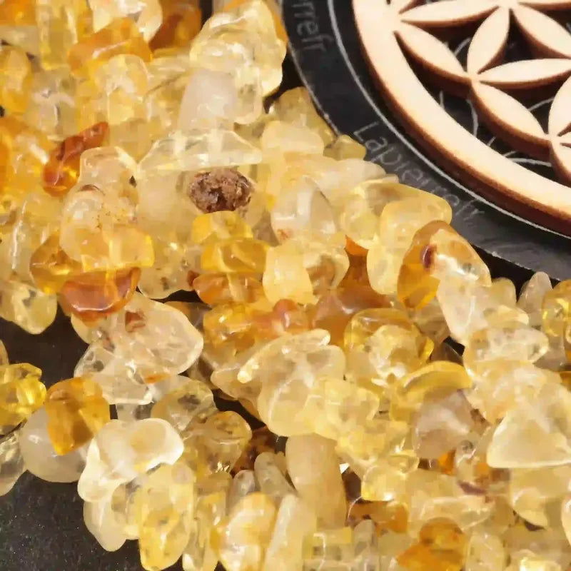 Perles baroques de Citrine, pierre naturelle d'abondance sur fil de 36 cm pour bijoux
