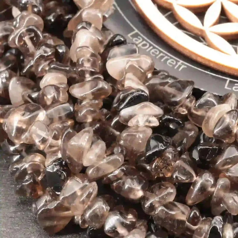 Perles pierres naturelles en quartz fumé - La Pierre FR