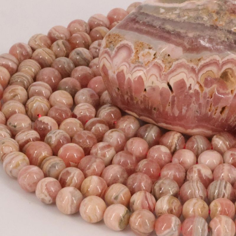 Perles rhodochrosite ronde 4mm 6mm 8mm - La Pierre FR