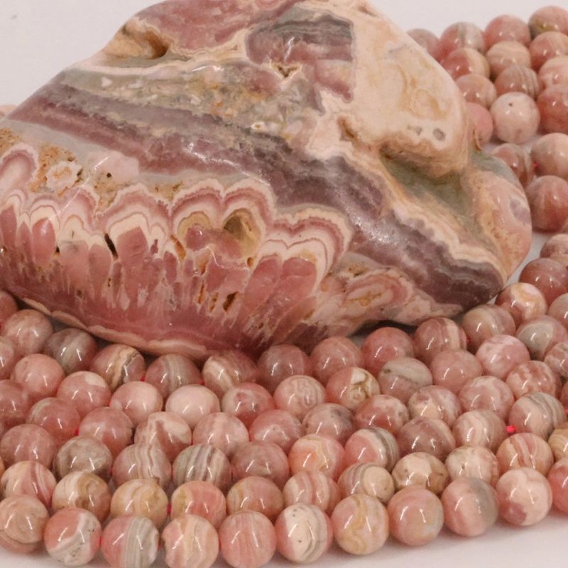 Rhodochrosite d'Argentine en perles rondes, pierre naturelle de l'amour et de la douceur pour vos créations